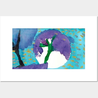 Watercolor Painting of Two Trees Posters and Art